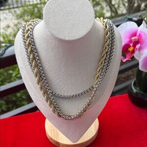 Elegant Gold and Silver Necklace Set adjustable